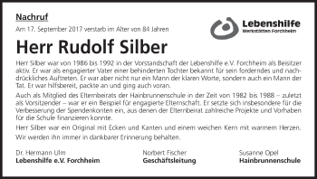 Anzeige von Rudolf Silber von MGO