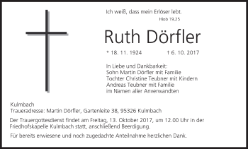 Anzeige von Ruth Dörfler von MGO