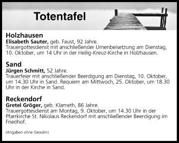 Anzeige von Totentafel vom 07.10.2017 von MGO