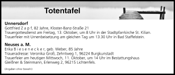 Anzeige von Totentafel vom 11.10.2017 von MGO