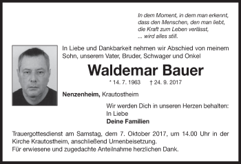 Anzeige von Waldemar Bauer von MGO