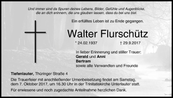 Anzeige von Walter Flurschütz von MGO