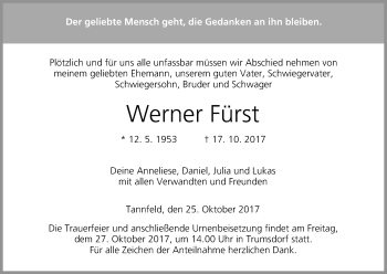 Anzeige von Werner Fürst von MGO