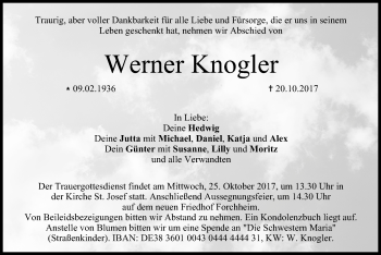 Anzeige von Werner Knogler von MGO
