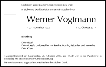 Anzeige von Werner Vogtmann von MGO