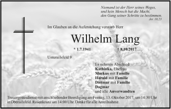 Anzeige von Wilhelm Lang von MGO