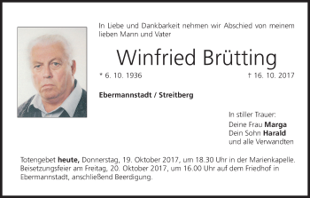 Anzeige von Winfried Brütting von MGO