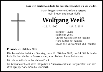 Anzeige von Wolfgang Weiß von MGO