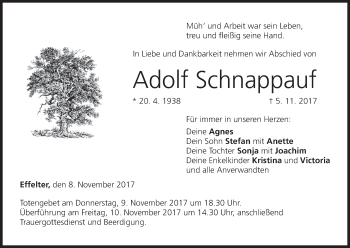 Anzeige von Adolf Schnappauf von MGO