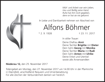 Anzeige von Alfons Böhmer von MGO