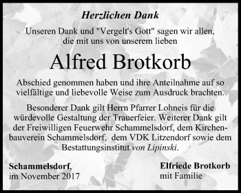 Anzeige von Alfred Brotkorb von MGO