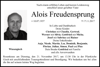 Anzeige von Alois Freudensprung von MGO