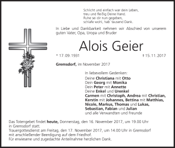 Anzeige von Alois Geier von MGO