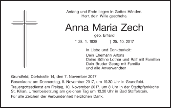 Anzeige von Anna Maria Zech von MGO