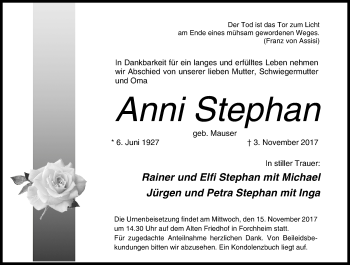 Anzeige von Anni Stephan von MGO