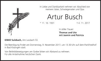 Anzeige von Artur Busch von MGO