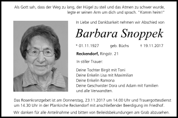 Anzeige von Barbara Snoppek von MGO