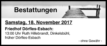 Anzeige von Bestattungen vom 18.11.2017 von MGO