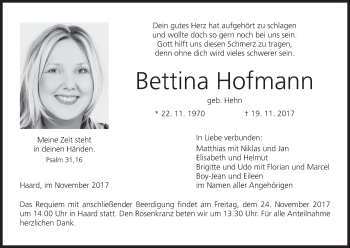 Anzeige von Bettina Hofmann von MGO