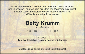 Anzeige von Betty Krumm von MGO