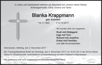 Anzeige von Blanka Krappmann von MGO