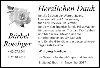 Anzeige von Bärbel Roediger von MGO