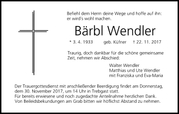 Anzeige von Bärbl Wendler von MGO