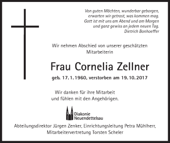 Anzeige von Cornelia Zellner von MGO