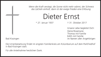 Anzeige von Dieter Ernst von MGO