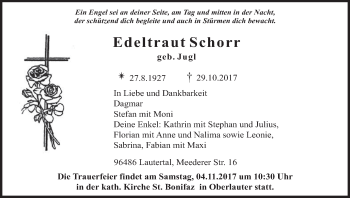 Anzeige von Edeltraut Schorr von MGO