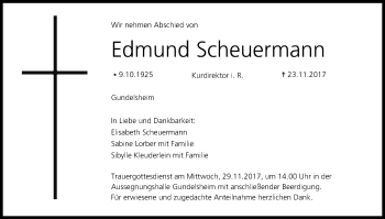 Anzeige von Edmund Scheuermann von MGO