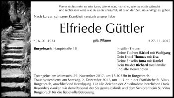Anzeige von Elfriede Güttler von MGO