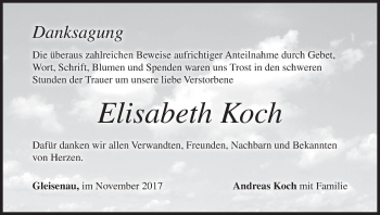 Anzeige von Elisabeth Koch von MGO