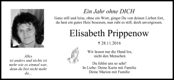 Anzeige von Elisabeth Prippenow von MGO