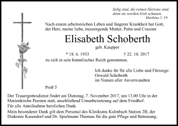Anzeige von Elisabeth Schoberth von MGO