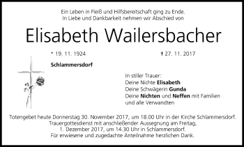Anzeige von Elisabeth Wailersbacher von MGO