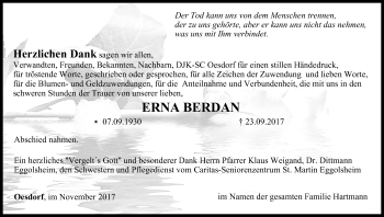 Anzeige von Erna Berdan von MGO