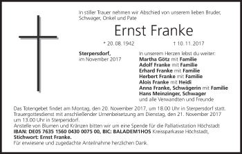 Anzeige von Ernst Franke von MGO