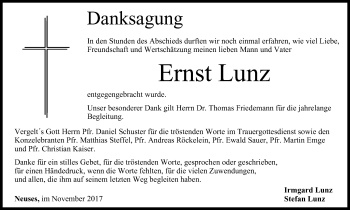 Anzeige von Ernst Lunz von MGO