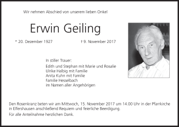 Anzeige von Erwin Geiling von MGO