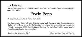Anzeige von Erwin Popp von MGO