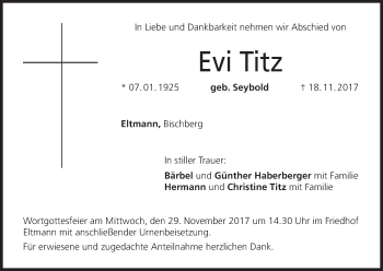 Anzeige von Evi Titz von MGO
