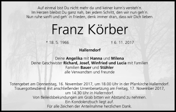 Anzeige von Franz Körber von MGO