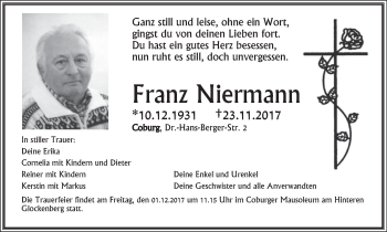 Anzeige von Franz Niermann von MGO