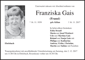 Anzeige von Franziska Gais von MGO