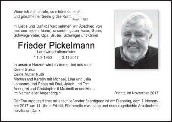 Anzeige von Frieder Pickelmann von MGO