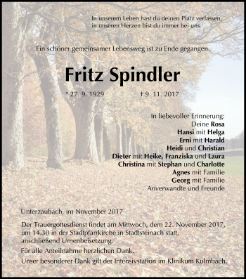 Anzeige von Fritz Spindler von MGO