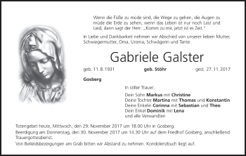 Anzeige von Gabriele Galster von MGO
