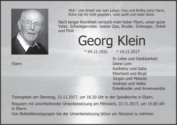 Anzeige von Georg Klein von MGO