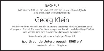 Anzeige von Georg Klein von MGO
